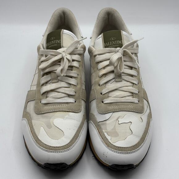 VALENTINO GARAVANI Camouflage Rockrunner Sneaker Rockstud White Grey Sz 43 - Picture 10 of 16